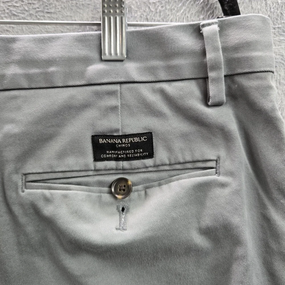 Banana Republic Men Pants 34X32 Gray Chino Twill Mason Athletic Tapered‎ Fit